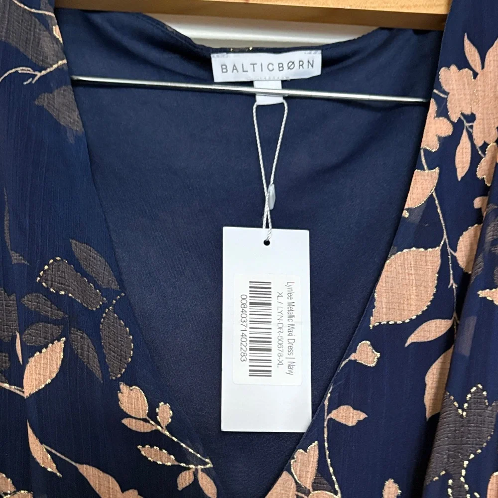 LYNLEE METALLIC MAXI DRESS | NAVY - Picture 4 of 5